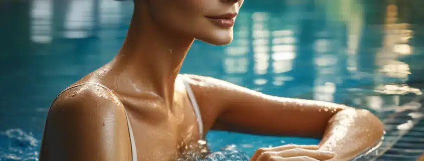 An image of a woman in a swimming pool to help improve thyroid function