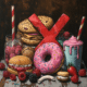 A cartoon image of a red X in front of sugary foods